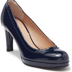 Stuart Weitzman Rania Blue Patient Leather Platform Pumps